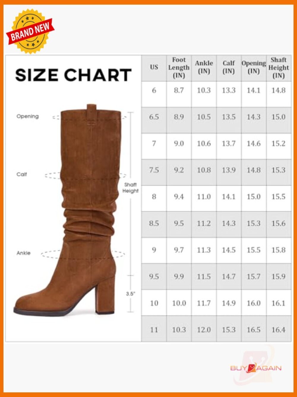 Knee High Boots with Chunky Heel, Slouch Style, Side Zipper, Faux Suede - Picture 6 of 7